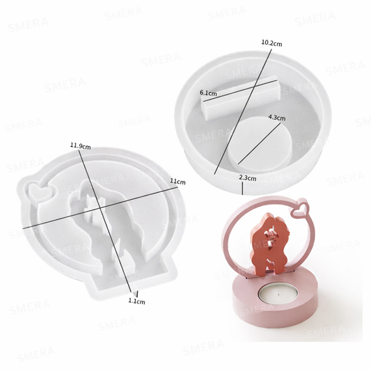Couple Tealight Holder Mold with Round Base